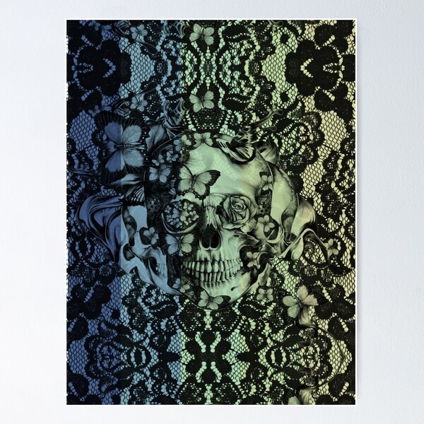 Item preview, Navy fade Victorian Lace Skull designed and sold by KristyPatterson.