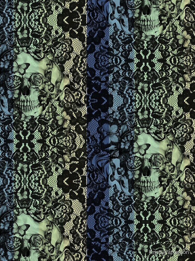 Navy fade Victorian Lace Skull by KristyPatterson