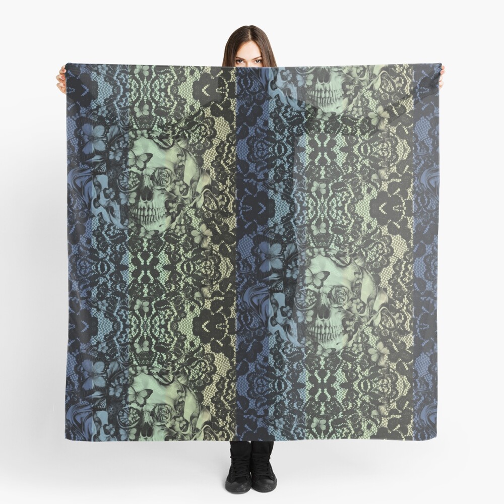 Navy fade Victorian Lace Skull Scarf