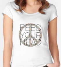 Peace Sign Feed your head Jefferson Airplane 60s Music Lyrics Women's Fitted Scoop T-Shirt