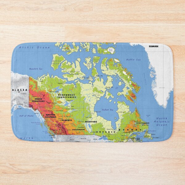 Item preview, physical map of CANADA, topographic map of CANADA with names for the provinces and territories, cities and Major Lakes and Rivers designed and sold by mashmosh.
