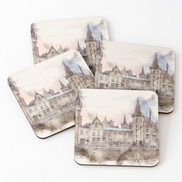 Item preview, watercolor ghent buildings designed and sold by ffpdsgn.