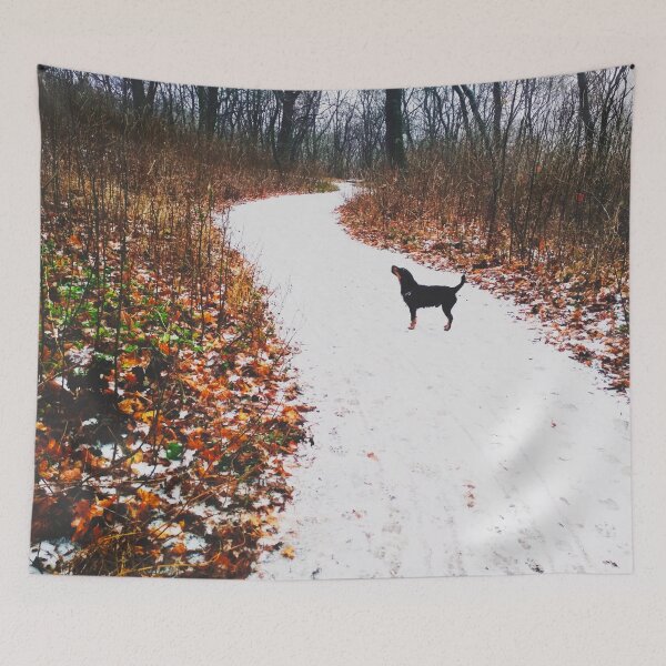 Item preview, Snowy way through a bright forest designed and sold by helenkaiy.
