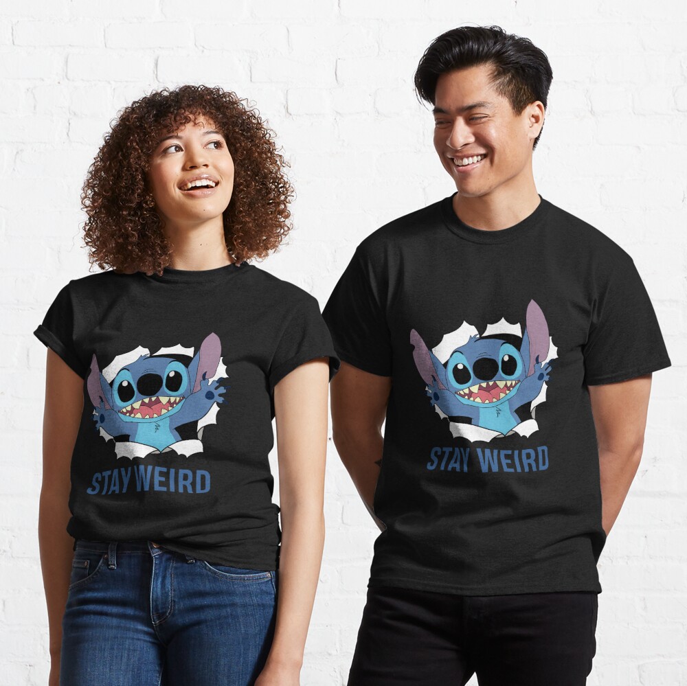 Official Merchandise Disney Stitch Stay Weird Womens Boyfriend Fit T-Shirt