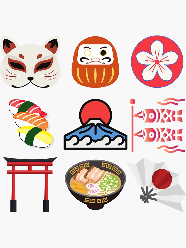 Sticker Japanese design elements