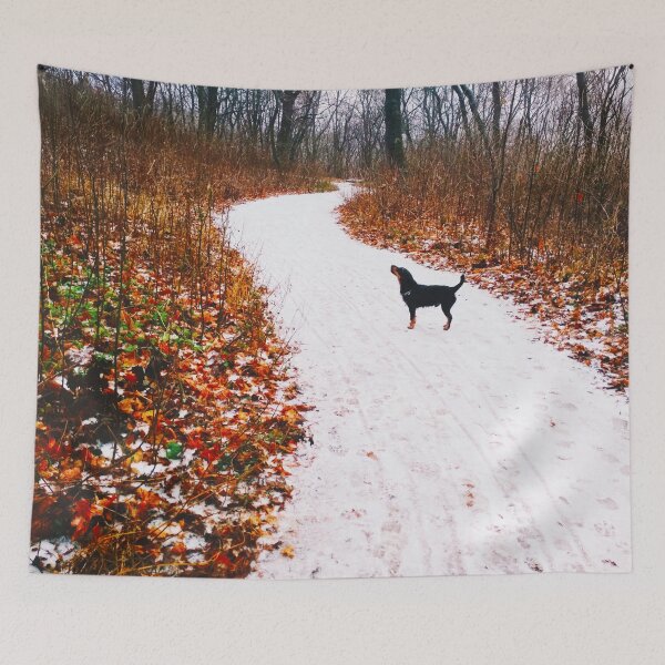 Item preview, Snowy way through a bright forest designed and sold by helenkaiy.