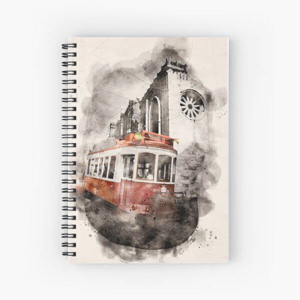 Aperçu de l'œuvre Tramway rouge aquarelle Lisbonne créée et vendue par ffpdsgn.