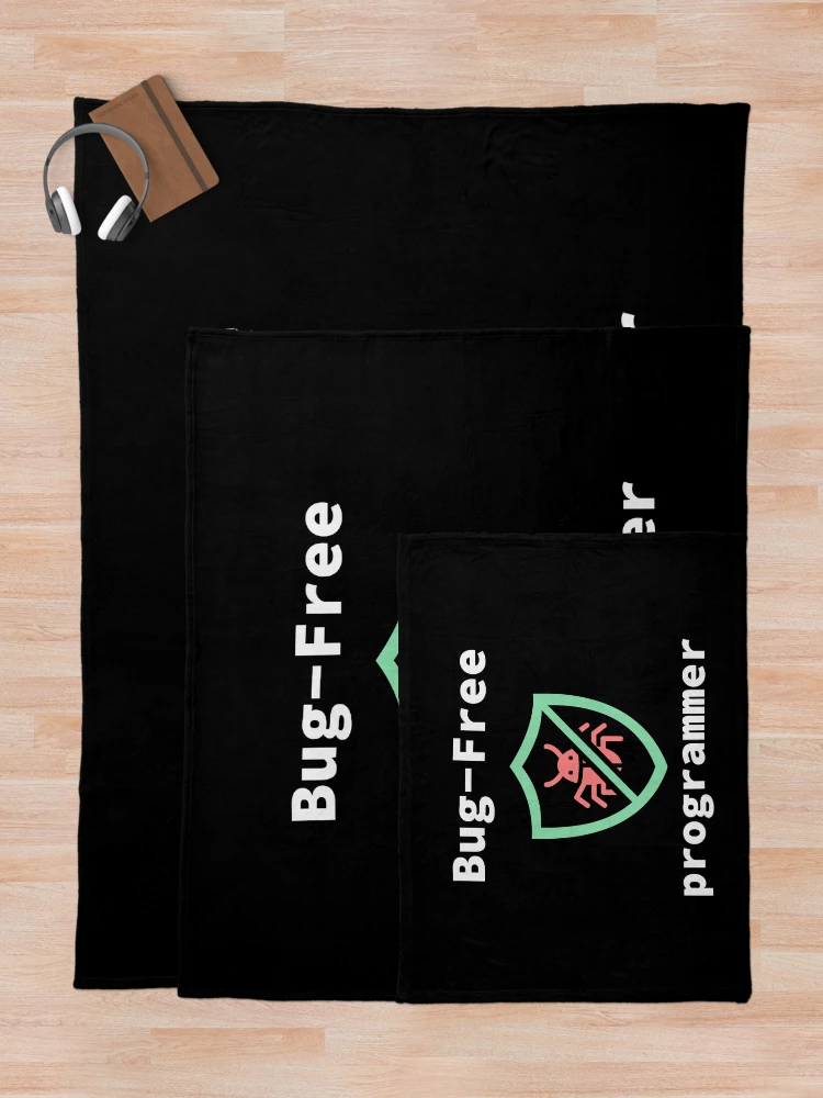 Thumbnail 5 of 6, Throw Blanket, Bug-Free Programmer, Bug-Free Programming, Software Engineer, Computer Science, Programming Humor, Dark designed and sold by Max-Wear.