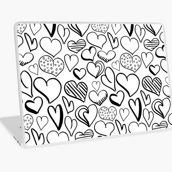 Item preview,  Monochrome pattern with hearts. Hand-drawn doodle hearts, black and white designed and sold by Canatic.