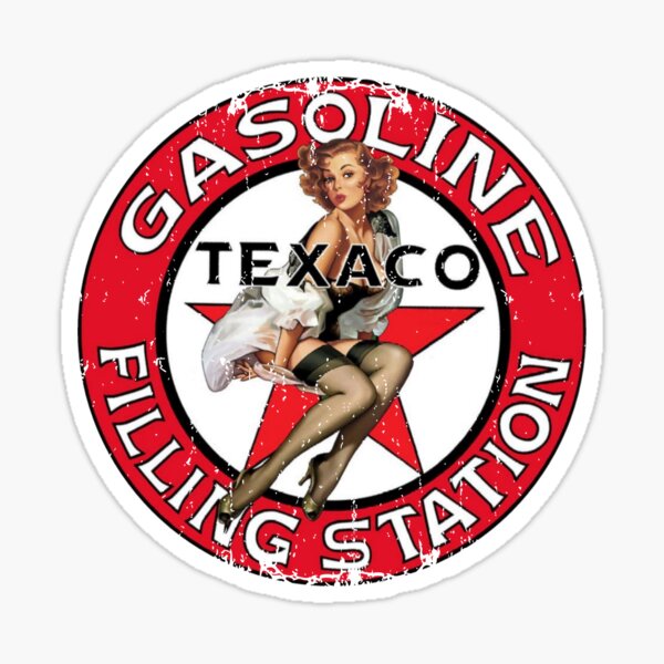 Texaco station de remplissage d'essence Vintage Pin Up signe classique T-Shirt, sweat à capuche, autocollant, masque Sticker