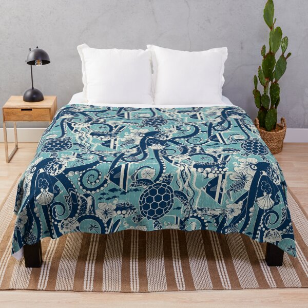 Item preview, Tropical Hideaway - turquoise and navy designed and sold by appleyards.