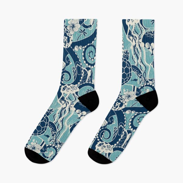 Item preview, Tropical Hideaway - turquoise and navy designed and sold by appleyards.
