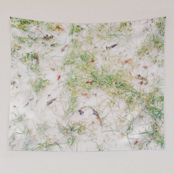 Item preview, First snow, natural background, green grass covered with snow  designed and sold by helenkaiy.