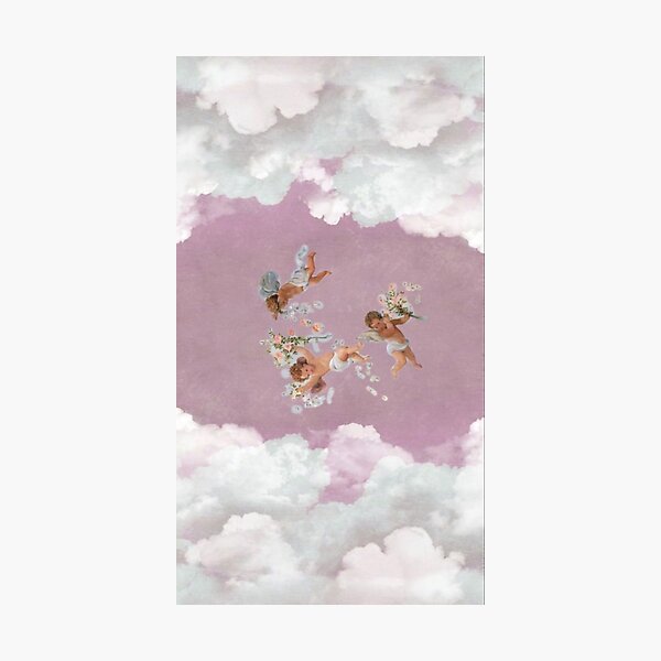 Pink Cloudy Renaissance Angels Aesthetic Art Photographic Print