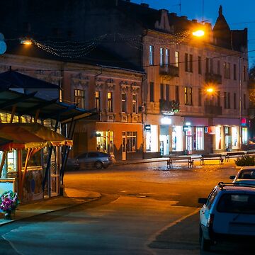 Artwork thumbnail, empty Petefi square in evening by mike-pellinni