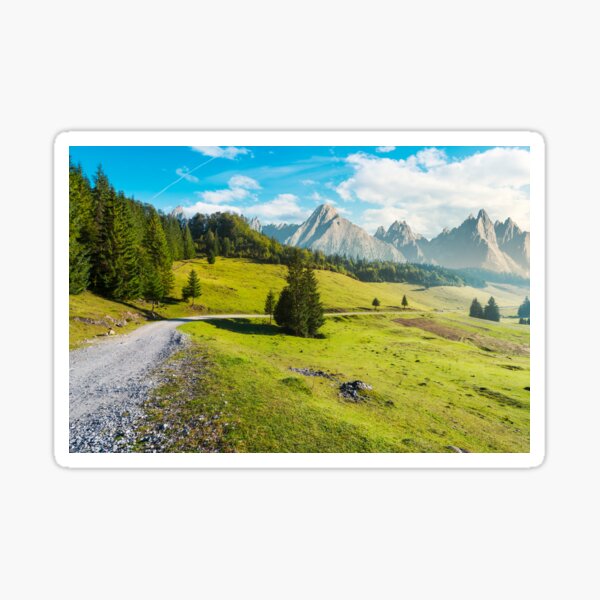 country road winds through the valley Sticker