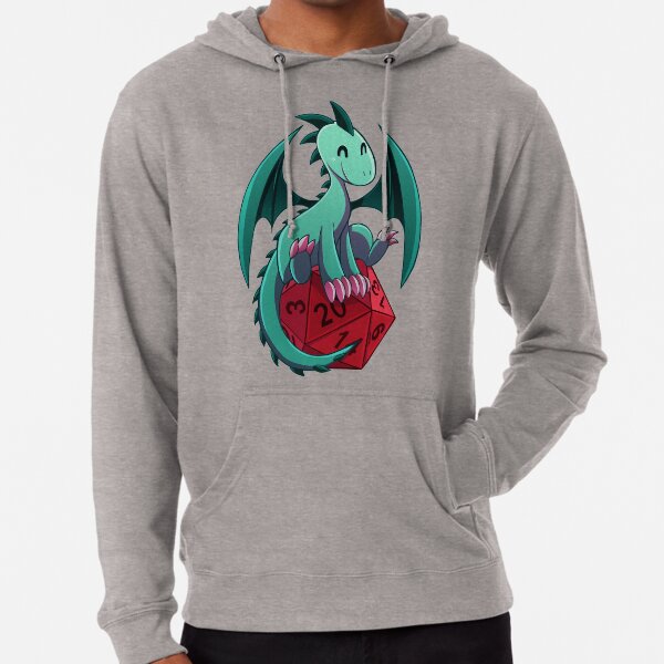 D & D - Drachen und Würfel! (Grüner Drache) Leichter Hoodie