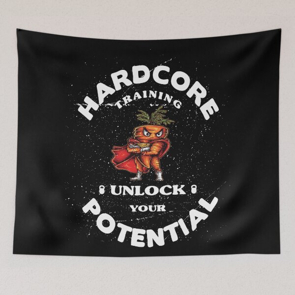 Item preview, Hardcore Training Unlock Your Potential Angry Carrot  Foodie Workout Bodybuilding designed and sold by ProjectX23.