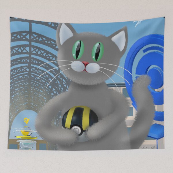 Item preview, Cat plays  - PokeArt designed and sold by Julia Rudens.