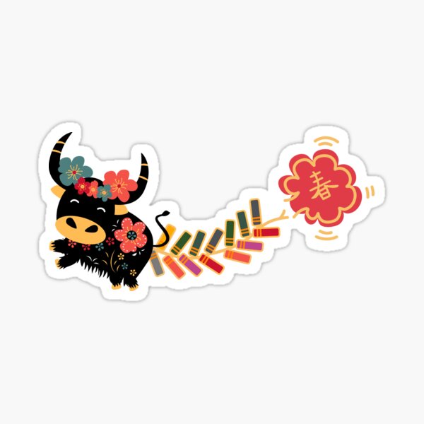 Item preview, Happy Chinese New Year of the Ox 2021 and Fireworks designed and sold by Lulupainting.