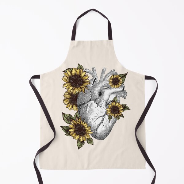 Item preview, Human heart illustration, sunflowers, vintage effect designed and sold by Collagedream.