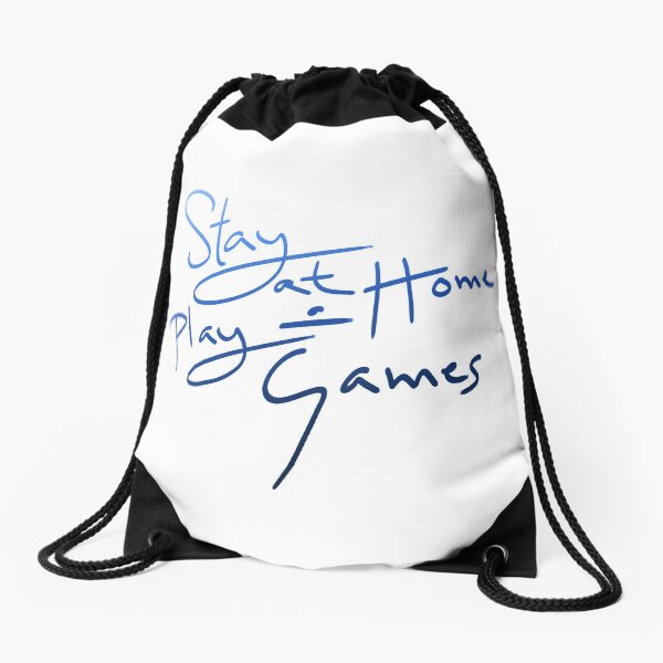 Stay at Home & Play Games Drawstring Bag