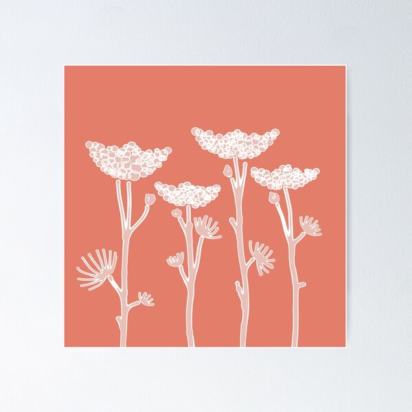 Item preview, Transparent flowers on carrot background designed and sold by Anna Ratkevich.