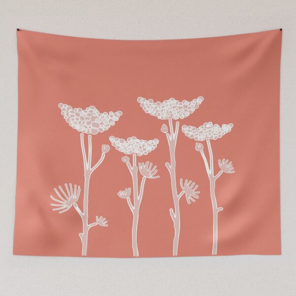 Item preview, Transparent flowers on carrot background designed and sold by Anna Ratkevich.
