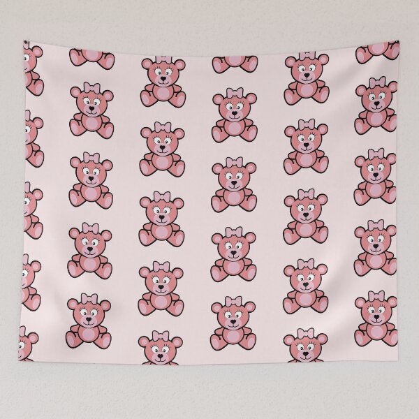 Item preview, Pink teddy bear with bow pattern designed and sold by hendeJens.
