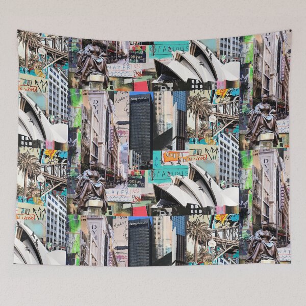 Item preview, Sydney Australia, Urban Pop Art, City, Streets, Opera, Statue, Downtown, Funky Collage Design, Wanderlust designed and sold by ExquisiteShots.