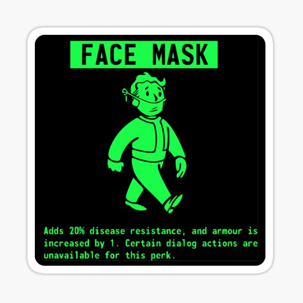 Fallout Pipboy Vault Tec Face Mask Buff Sticker