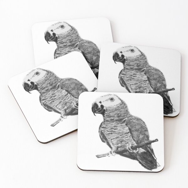 Item preview, African Grey Parrot in black and white designed and sold by Jennifer Morcom.