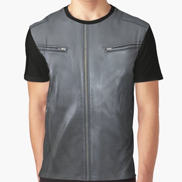 Quilted, Moto, Leather, Jacket, Front Graphic T-Shirt