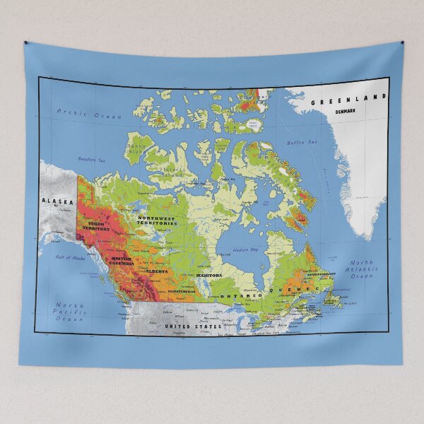 Item preview, physical map of CANADA, topographic map of CANADA with names for the provinces and territories, cities and Major Lakes and Rivers designed and sold by mashmosh.