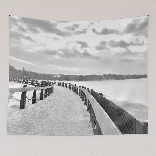Item preview, Boardwalk on the Frozen Lake Black and White designed and sold by Orchyd.
