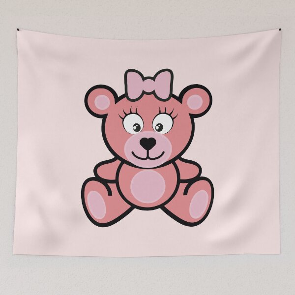 Item preview, Pink teddy bear for girls with a bow designed and sold by hendeJens.
