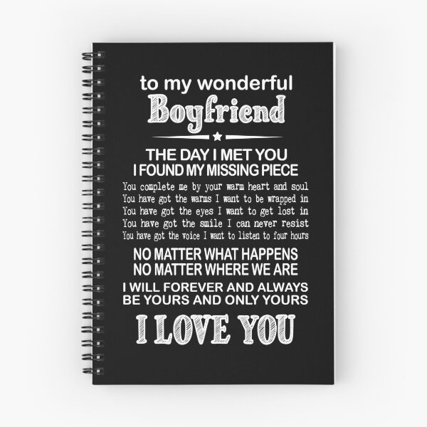 Item preview, To My Wonderful Boyfriend Spiral Notebook designed and sold by BlackDodo.