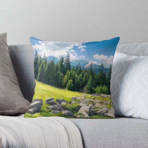 alpine summer landscape composite Throw Pillow