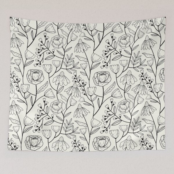 Item preview, Black and White Tangled Floral Pattern designed and sold by elysialucas.