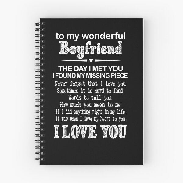 Item preview, To My Wonderful Boyfriend Spiral Notebook designed and sold by BlackDodo.