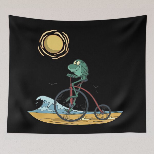 Item preview, Cute frog on bike at the beach designed and sold by Monkey Ful.