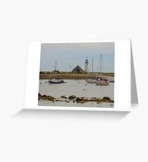 Boats and Scituate Lighthouse Greeting Card
