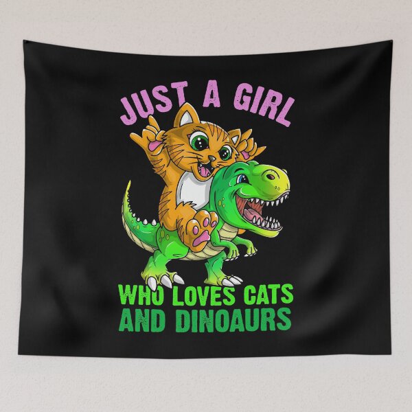 Item preview, Just a girl who loves cats and dinosaurs  designed and sold by mermaidselina.