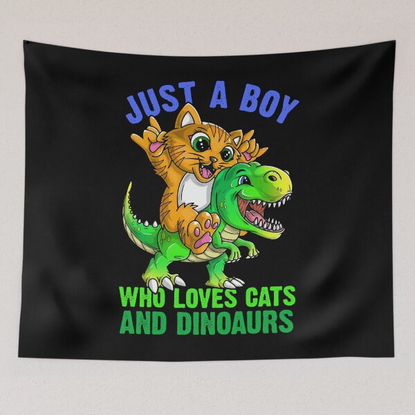 Item preview, Just a boy who loves cats and dinosaurs  designed and sold by mermaidselina.