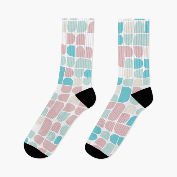 Item preview, Geometric elements in repeated asymmetrical pattern in pastel color palette designed and sold by acidmit.