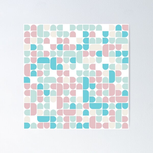Item preview, Geometric elements in repeated asymmetrical pattern in pastel color palette designed and sold by acidmit.