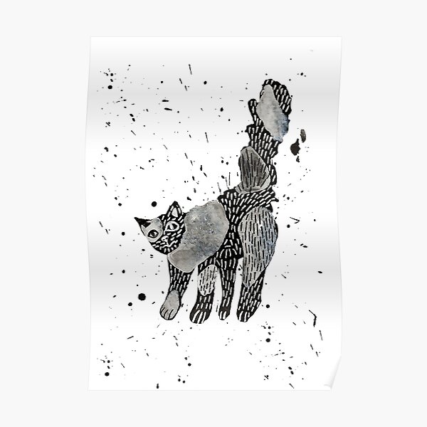 Scaredy Cat Abstract Ink Art Poster