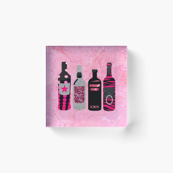 Item preview, hot pink and black alc bottles designed and sold by Julia Santos.