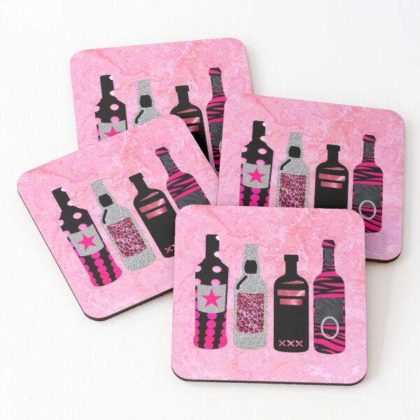 Item preview, hot pink and black alc bottles designed and sold by Julia Santos.