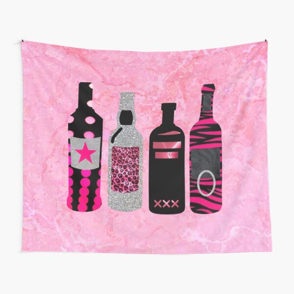 hot pink and black alc bottles Tapestry